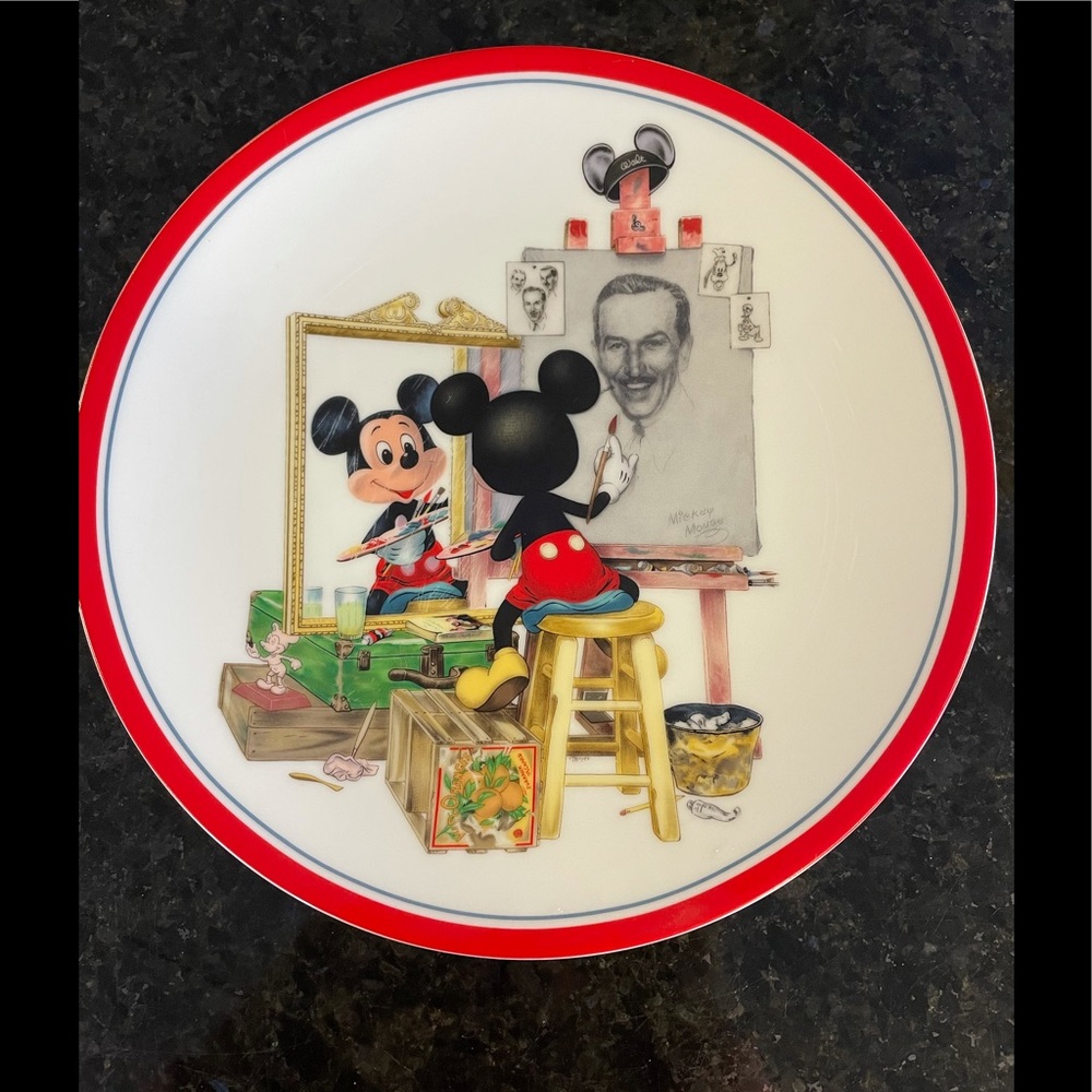 Vintage Disney Self-Portrait Mickey Mouse Plate